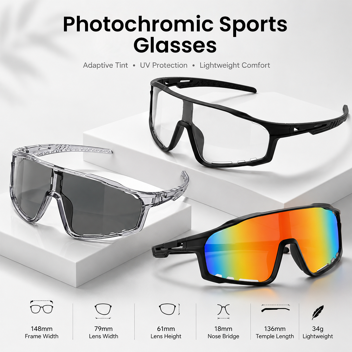 UV400 Photochromic Polarized Safety Glasses