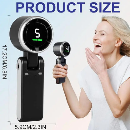 Portable 3 In 1 Rechargeable Turbo Handheld Fan With 5 Speeds And 4000mAh Battery