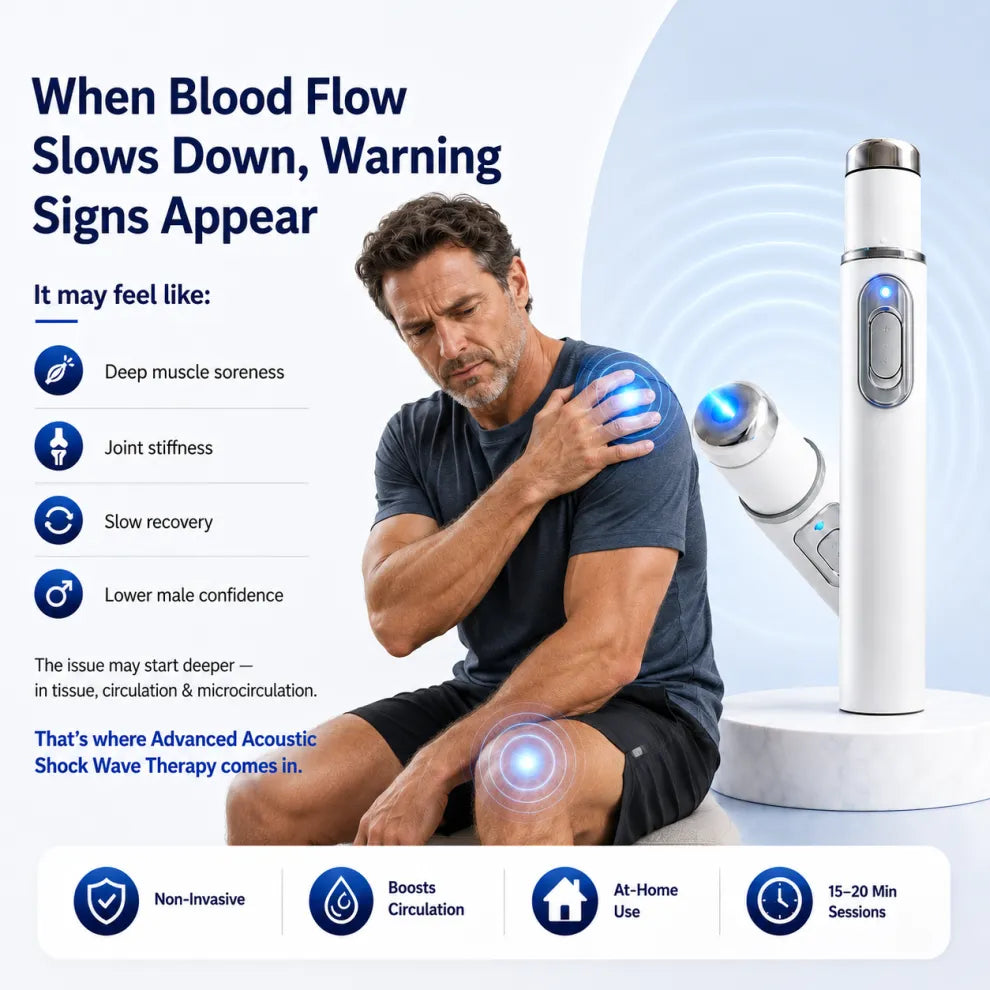YAGOO® Advanced Acoustic Shockwave Therapy restores penile tissue health to enhance rise rigidity, stamina, and male performance confidence, relieving muscle pain, joint stiffness, tendon discomfort