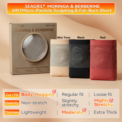 SEAGRIL® 𝐌𝐨𝐫𝐢𝐧𝐠𝐚 & 𝐁𝐞𝐫𝐛𝐞𝐫𝐢𝐧𝐞 4‑In‑1 Micro‑Particle Sculpting & Fat‑Burn Shorts