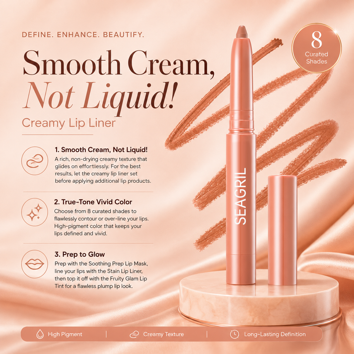 SEAGRIL® Easy Glide Lip Liner — Creamy, Blendable Color with Smooth Application, Summervibes